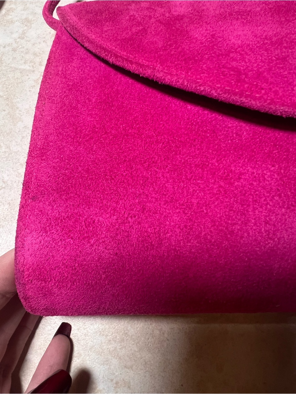 Vintage Pink Suede Shoulder Bag - Picture 12 of 14